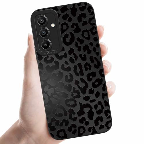 Coalbooliy Coques pour Samsung Galaxy A13 5G 6,5'', Étui Noir Souple TPU Silicone Aesthetic Modèle Léopard Dessin Durable Fine Housse de Antichoc Camera Protection Cover Cadeau Filles, 04