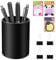 USHOP Pot À Crayons Metal,porte-crayons pour bureau,Pot à crayons rond en métal,Ronde Pot à Stylos,pot à crayons,Livré avec 3 livres d'autocollants et 4 clips,pour Domicile,École,Bureau,8 x 10cm-Noir