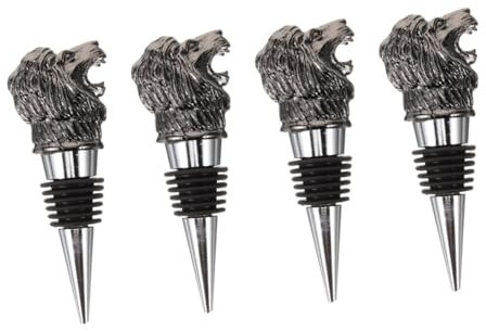 iplusmile 4 Pièces bouchon de bouteille tête d'animal pompe boire Bouteille de distributeur d'huile tasses bouchon de vin en métal de bouteilles de vin de festival Alliage de zinc