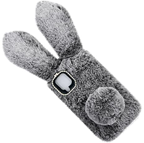 HOMOBABE 5g Funda De Teléfono De Conejo Esponjosa y Suave para Diseño Lujoso Protección contra Golpes y Rayones Material TPU con Pelo De Conejo para Uso Diario