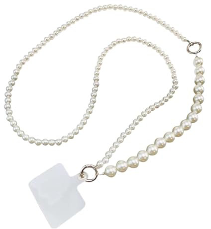 2 PCS Cordino per Cellulare Pearl con 1 Patch Universali, Porta Cellulare da Collo, Laccio per Cellulare da Collo per Custodia, Borsa e Borsetta