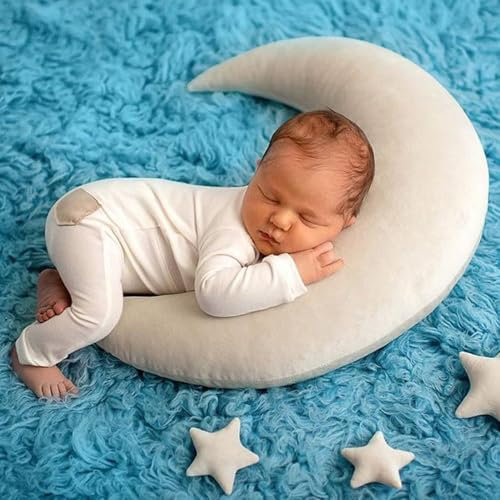 Xanewza Neugeborenen Fotografie Requisiten, Halbmond Posieren Kissen und Sterne, Baby Foto Requisiten Dekor Korb Foto Requisiten Baby Fotoshooting Requisiten Studio Zubehör
