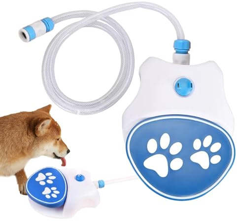 Outdoor Pet Water Fun - Hund Sprinkler Spielzeug, Paw Press | Step On Activated Dog Water Dispenser, Automatischer Fußbetriebener Gartenbrunnen mit Einstellbarem Sprühschlauchaufsatz für Große