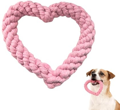 ZAYIO Heart Rope Dog Toy with Cotton Material, Strong Dog Rope Toy for Chewing and Tugging, Interactive Dogs' Toys Indestructible for Small Breeds, Puppy Teething and Daily Training Playtime