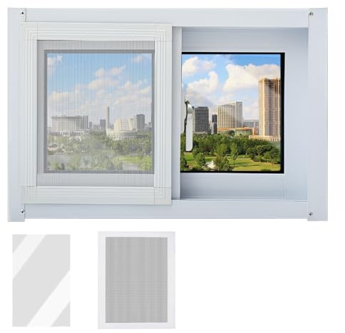 Ventana Corrediza de Aluminio de 40x40cm 40x80cm 80x60cm Ventana Repuesto para Cobertizos con Mosquitera y Vidrio Templado Transparente(HXW 40X80CM/15.7X31.4IN)