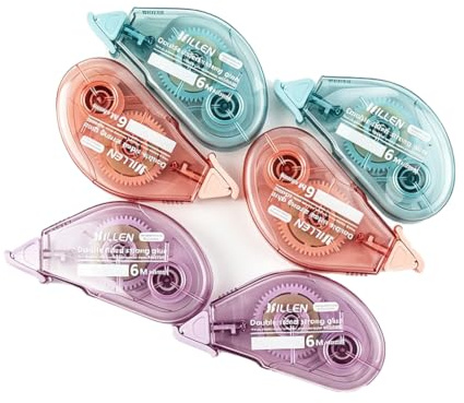 Nairv-Furn Lot de 6 Rouleaux de Colle Double Face, Souris Colle Roller Adhésif Transparent pour Scrapbooking Materiel, Album Photo, Journaling Accessoires, Bricolage, Fournitures Scolaires et Bureau