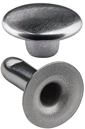 250 Doppel-Hohlnieten Ziernieten 2-teilig 7mm “7/8” aus Eisen (nickelhaltig), Finish: Nickel-glänzend