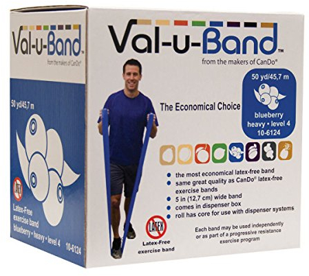 CanDo Trainingsband / Gymnastikband, Länge 45 m, Val-u-Band®, latexfrei - blaubeere (medium)