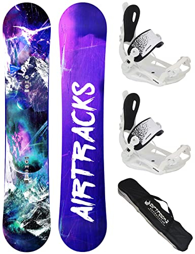 AIRTRACKS Damen Snowboard Set High M Carbon Lady Rocker 140 - Snowboard Bindung Master W M - SB Bag