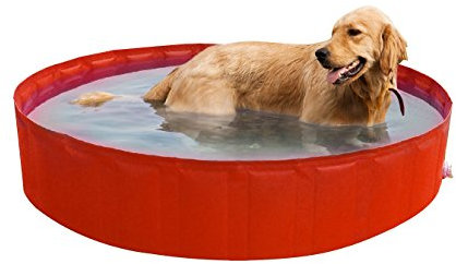 Plast My Dog - Piscine pour Chiens (Ø 140 cm, H 30 cm) - modèle 0102, Orange, 35,5 x 15 x 5,5 cm