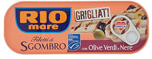Rio Mare - Filetti Di Sgombro Grigliati Con Olive Verdi E Nere, Ricco Di Omega 3 - 7 pezzi da 120 g [840 g]