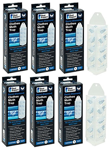 Pest Expert® Demi-Diamond Clothes Moth Pheromone Traps (6 Holders & 6 Pheromone Pads)