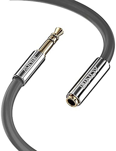 Lindy 3.5mm Extension Audio Cable, Cromo Line Grey, 1m