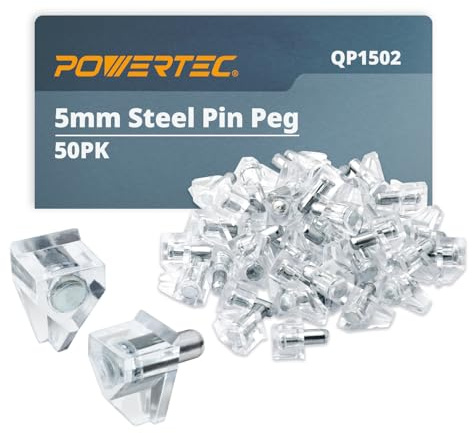 POWERTEC QP1502 Klare Halterung Regalstifte 5 mm, Kunststoff, 5 mm