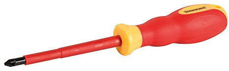 Loops VDE PZ2 x 100mm Electric Safe Pozidriv Screwdriver – Electricians Soft Grip Rubber Handle – Up to 1000V AC Live Wire Voltage Shock Proof – Pozi Pozzi Pozzy Crosshead Driver