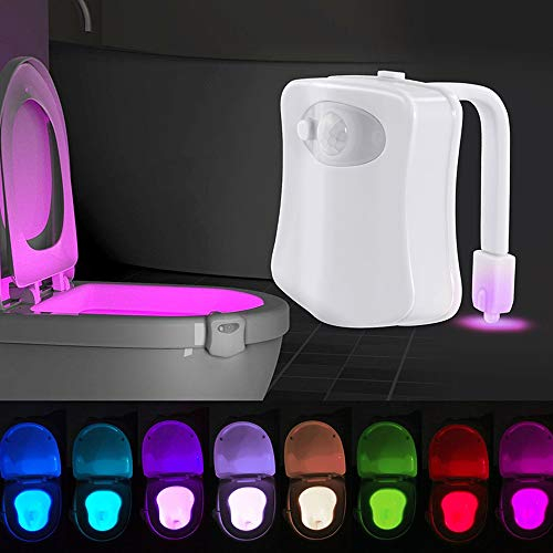 Toilet Night Light Motion Sensor LED Toilet Bowl Light 8 Color Changing Automatic Toilet Seat Sensor for Bathroom Washroom Fit Any Toilet