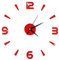 MAGT Wanduhr Aufkleber, Moderne 3D Wand Uhr Aufkleber Schön Hängende Uhr Wandtattoo für Wohnzimmer Schlafzimmer Büro Küche Dekoration (Rot)