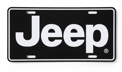 Detroit Shirt Company Jeep Logo License Plate – 6 x 12 Classic Black Metal Plate Made in USA