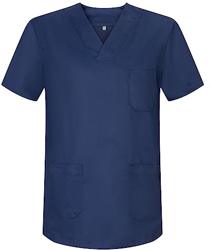 MISEMIYA - Medizinische Uniformen Unisex Top Krankenschwester Krankenhaus Berufskleidung - X-Large, Marineblau
