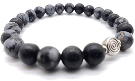 Reiki Schneeflocken-Obsidian Edelstein Armband im Schmuckbeutel