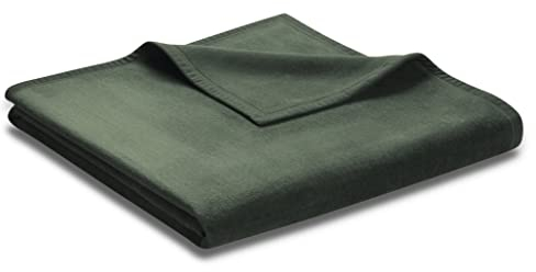 biederlack® flauschig-weiche Kuschel-Decke aus Baumwolle & Polyacryl I Made in Germany I Öko-Tex Made in Green I nachhaltig produziert I einfarbige Wohn-Decke Cotton Uni - Dunkelgrün in 150x200 cm