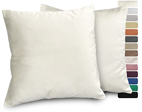 BEAUTEX Samt Kissenbezug 60x60 Weiß Kissenhülle Dekokissen 2er Set | verdeckter Reißverschluss, angenehme Haptik, verschiedene Größen, viele Farben, formstabil, langlebig, pflegeleicht