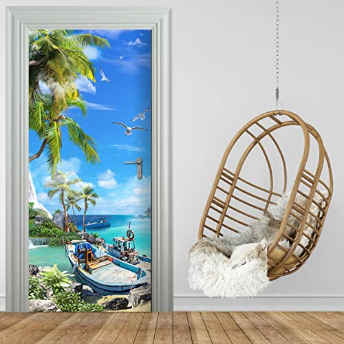 Stickerprofis Türtapete selbstklebend TürPoster - KARIBISCHE STIMMUNG - 3D Türaufkleber Türfolie