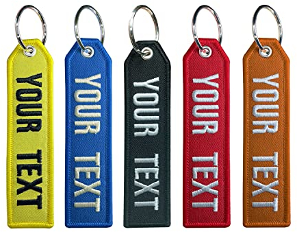 Brillianne Personalisierter Schlüsselanhänger, Personalisierte Stickerei Doppelseitiger Schlüssel-Tags mit Ihrer Textnummer, Motorrad-Schlüsselanhänger, Zubehör für Autos, Roller, ATV