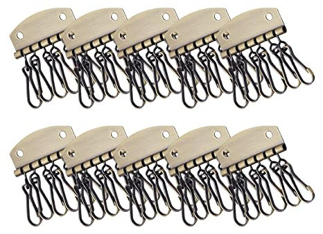 F Fityle Portachiavi, 6 Ganci Portachiavi con Clip per Realizzare Portachiavi Artigianali in Pelle Natale, Stile a