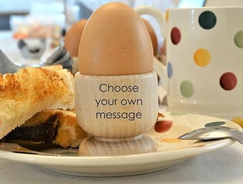Personalised Wooden Egg Cup Gift Idea, Engraved With A Message, For Kids Mum Dad