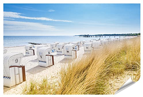 islandburner XXL Bild Poster Strandkörbe Blick Von Einer Düne Am Strand Ostsee Urlaub Premium Bilder Fotodruck