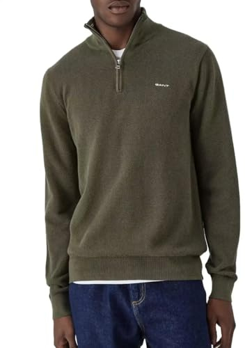 GANT Herren Cotton Pique Halfzip Pullover, Juniper Green, XL EU