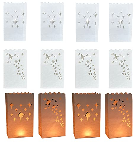 Fayemint 20 Stück Lichttüten, Feuerfest Lichttüten, Papier Lichttüten, für Party Tischdeko, Valentinstag, Hochzeit, Verlobung, Weihnachten