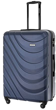 BARRENS Valigia grande | Bagaglio da stiva | 77x51x30 cm | 96 L | Ruote a 4x360 gradi | Maniglia flessibile | Valigia rigida | Compatibile con le compagnie aeree | Blu scuro