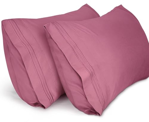 Lirex 2er Pack Kissenbezug 50 x 70 cm, Weiche Gebürstete Mikrofaser-Kissenbezüge, Hotelverschluss kopfkissen bezug,Kopfkissenbezug aus weichem Mikrofaser ,Oeko-TEX Zertifiziert (Mauve Rosa)