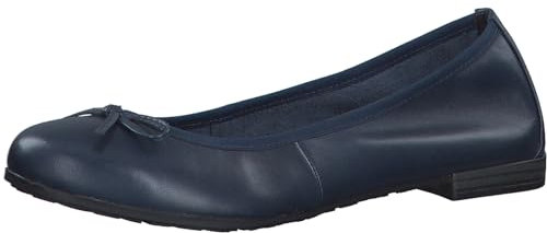 MARCO TOZZI Damen Ballerinas aus Leder mit Schleife, Blau (Navy), 40 EU