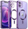 JETech Cover Trasparente Morbida per iPhone 12 6,1 Pollici, Obiettivo per Fotocamera Protezione Completa, Compatibile con MagSafe Ricarica Wireless, Custodia Placcatura con TPU (Viola)
