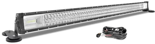 AUXTINGS 52 inch Led Light Bar With Magnetic Bracket Holder,12V Wiring Kit,30000LM Triple Row Flood Spot Beam Driving Work Lamp for Vehicle Jeep Car Off road Truck SUV 4x4 trailer,6000K