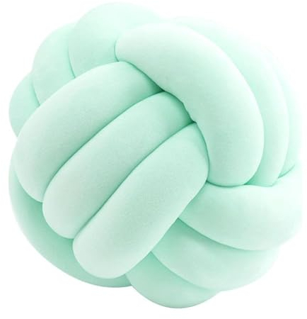 ObaBO Handgefertigtes Knotenkissen, Knotenkugelkissen für Sofa, Bett, Schlafzimmer, Büro, Reisen, Heimdekoration, handgeknüpftes Kissen, Auto, Büro,Mint Green-13.8in