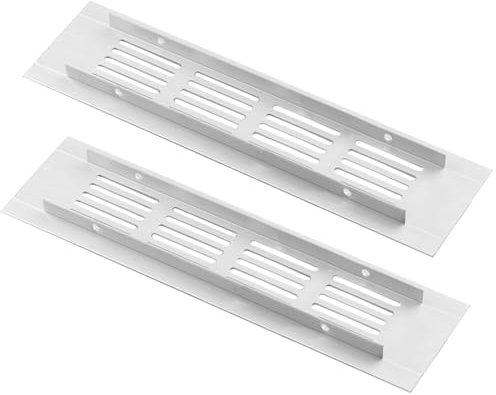 ZESLIV 2 rejillas de ventilación, rejilla de ventilación de aluminio, color blanco, rectangular, para armario de cocina, zapatero y armario, 50 mm x 200 mm