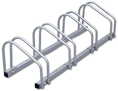 Eulenke Fahrradständer Metall Verzinkt Stahl - fahrradhalter 35-55mm Reifenbreite und 32cm Radabstand - Radständer für 4 Fahrräder - fahrradhalterung Boden- oder Wandmontage - Platzsparend