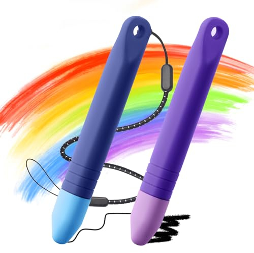 Flintronic 2PCS Lapiz para Tablet para Niños, Lápiz de Goma para Pantalla Táctil, Bolígrafos de Dibujo para Niños, Compatible con iPhone/Android/iPad/iWatch/Kindle/Smartwatch (Morado + Azul)