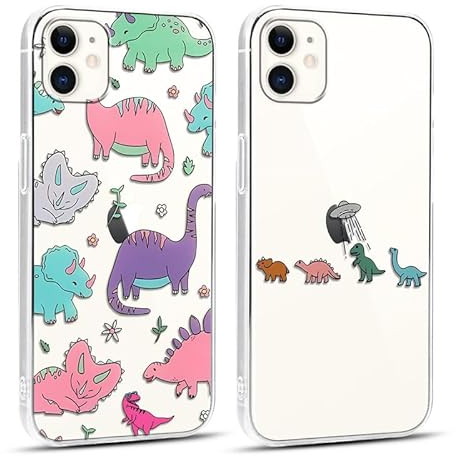Foonary 2 Stück Transparent Hülle für Apple iPhone 11 6,1, Handyhülle mit Aesthetic Muster Motiv Design Slim Case, Weiches Silikon Stoßfest Kratzfest Bumper Schutzhülle Cover, Tierprint 01