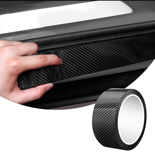 Carbon Folie Auto Lackschutzfolie Transparent Einstiegsleisten Schutz Autofolie, Auto Schutzfolie Selbstklebend Universal, Kohlefaser Aufkleber für Türgriff Schutz (5cmX10m Schwarz)