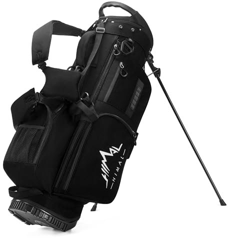 uniHimal Golf Stand Bag with 7 Way Top Dividers, Lightweight Golf Bags for Men Women with Multiple Pockets, Dual Straps (Black)