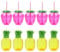 Fiorky 10 Stück Plastik-Erdbeer-Ananas-Trinkbecher mit Strohhalm, Partybecher, Fruchtform, Saftbecher, Hawaii-Party-Dekoration, Luau, Sommer, Strand, Pool, Party-Dekoration (10 Stück Mix-B