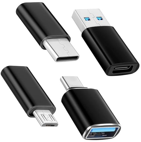 [Confezione da 4] Adattatore da USB C a USB 3.0, Adattatore da USB-C a Micro-USB,Compatibile con MacBook Pro, Samsung e altri dispositivi USB C/Micro USB/USB A