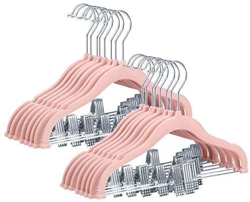 Stormix Perchas para bebé, paquete de 24 perchas para pantalones con clips, perchas antideslizantes para ropa, perchas resistentes para niños, para camisas, pantalones, faldas, vestidos, chaquetas