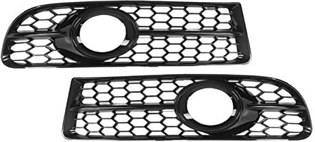 Auto ABS 1 Paar Front Nebelscheinwerfer Kühlergrill Blende 8E0807681F Glänzend Schwarz Nebelscheinwerfer Abdeckung Ersatz Kompatibel for Audi A4 B7 S4 2005-2008