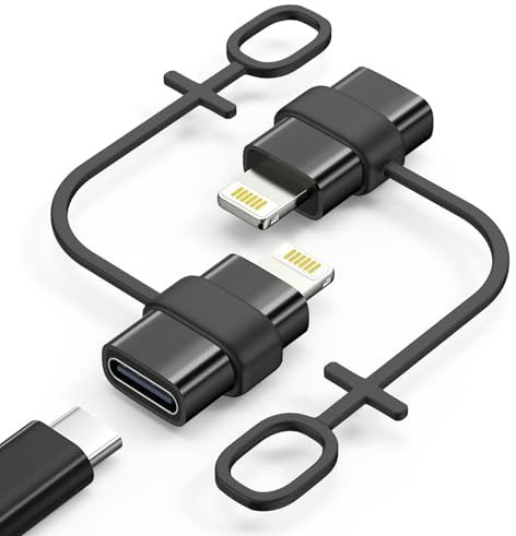MoKo Adaptateur USB C vers Lightning, Pas pour Audio/OTG, Adaptateur Lightning Mâle vers USB C Femelle pour iPhone 14/13/12/11/X avec Charge et Synchronisation des Données, Boucle Anti-Perte, Noir